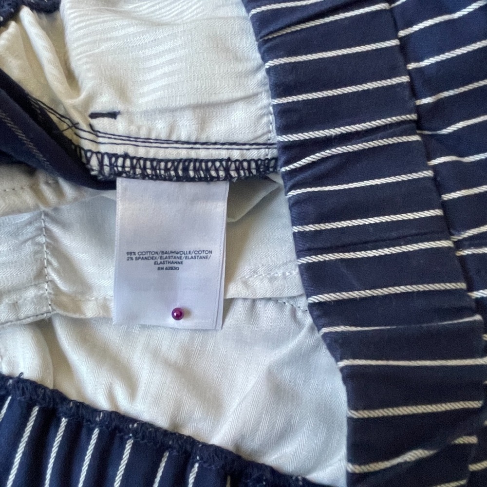 Lands' End‎ Ankle Pants Women Size 14 Navy Mid Rise Pull-On Pinstripe Stretch - Picture 8 of 12